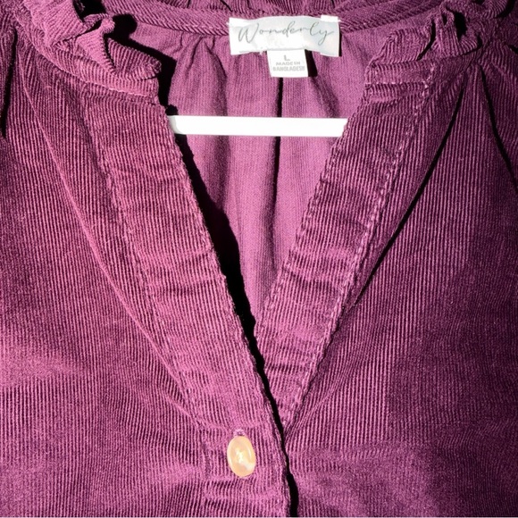 Wonderly Deep Plum Button Front Top Size Large - Picture 4 of 7